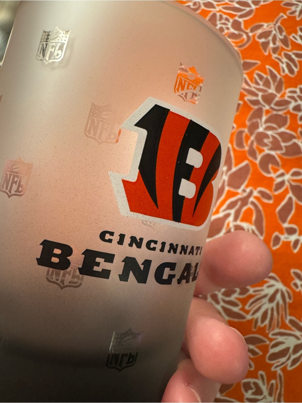 Cincinnati Bengals 16oz frosted glass pint tumbler - Picture 6 of 11